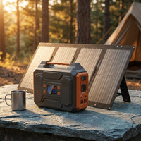 300-Watt Portable Solar Generator W/ Foldable 60-Watt Monocrystalline Solar Panel and 280Wh for Camping, RV, Outdoor Use — Studio Shot