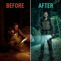 B400 Rechargeable Flashlights 16000 High Lumens, 3280Ft Long Range, Super Bright LED Flashlight Type C Charged, 6 Modes Long Lasting 210 Hours, IPX8 Waterproof for Emergencies, Camping — Before & After