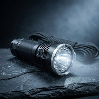 B400 Rechargeable Flashlights 16000 High Lumens, 3280Ft Long Range, Super Bright LED Flashlight Type C Charged, 6 Modes Long Lasting 210 Hours, IPX8 Waterproof for Emergencies, Camping — Studio Shot