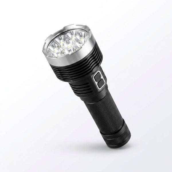 B400 Rechargeable Flashlights 16000 High Lumens, 3280Ft Long Range, Super Bright LED Flashlight Type C Charged, 6 Modes Long Lasting 210 Hours, IPX8 Waterproof for Emergencies, Camping — Studio Shot