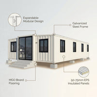 Luxury Villa Casa Ready Made Prefabricated 20 40 Ft Expandable Container House 2 3 4 5 Bedrooms Prefab Portable Mobile Tiny Home — infographic