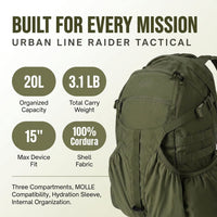 Urban Line, Raider Tactical Hiking Backpack Olive Green — Results & Stats